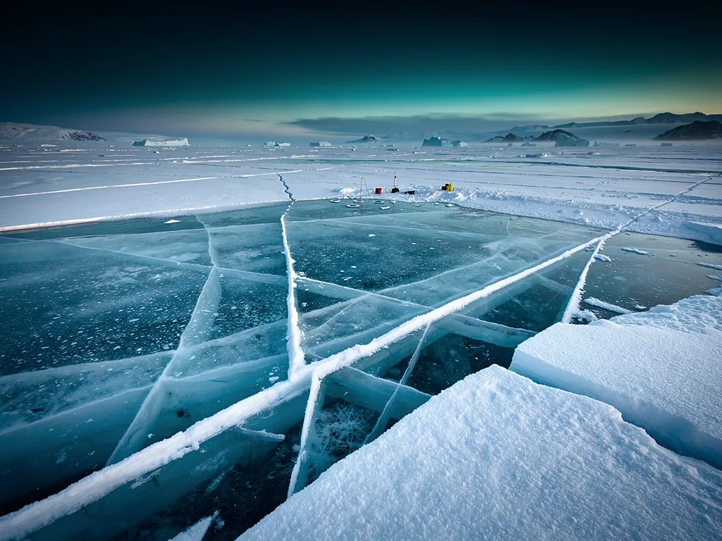 Underwater ice strata